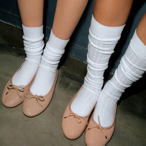 RIBBED KNEE HIGH SOCKS WHITE - Image 2