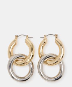 TWO-TONE HOOP EARRINGS SILVER MULTI