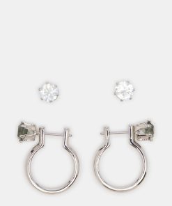 CRYSTAL EARRINGS SET BLACK/SILVER