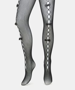 FISHNET BOW TIGHTS BLACK