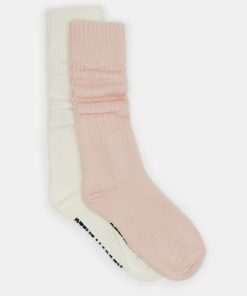 2 PACK SLOUCHY CREW SOCKS BLUSH MULTI
