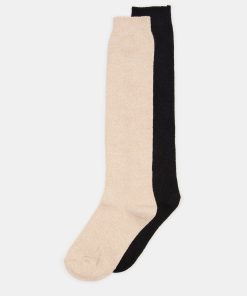 KNEE HIGH SOCKS BLACK/TAN
