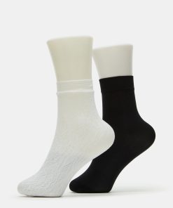 2 PACK LACE ANKLET SOCKS WHITE