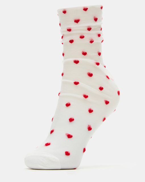 2 PACK HEART SOCKS SHEER WHITE - Image 2