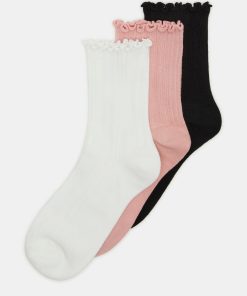 3 PACK LETTUCE EDGE RIBBED SOCKS MULTI