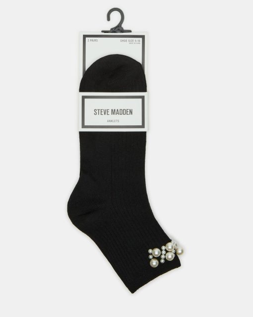 2 PACK PEARL ANKLET SOCKS BLACK MULTI - Image 3