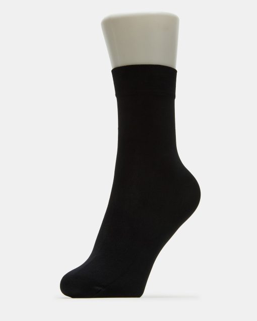 2 PACK BOW FISHNET ANKLET SOCKS BLACK - Image 3