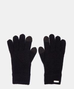 TOUCHSCREEN RIBBED GLOVES BLACK