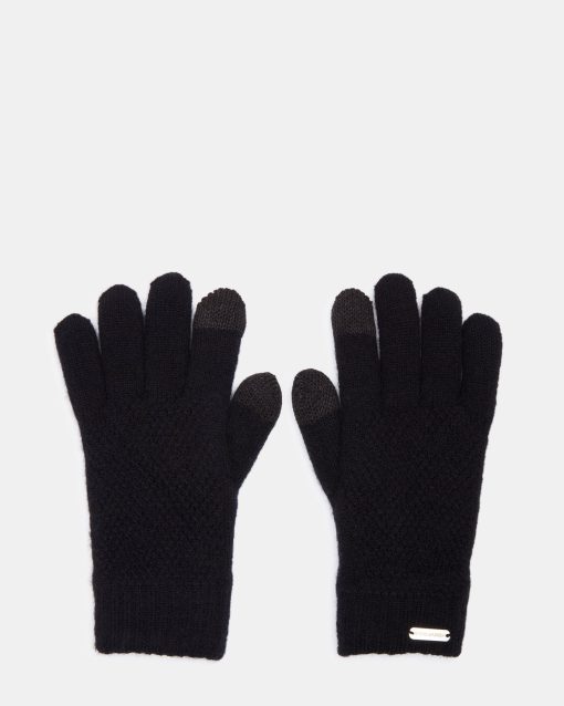 TOUCHSCREEN RIBBED GLOVES BLACK
