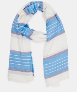 STRIPED OBLONG SCARF BLUE
