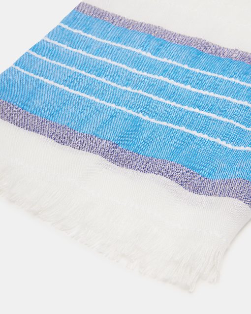 STRIPED OBLONG SCARF BLUE - Image 2