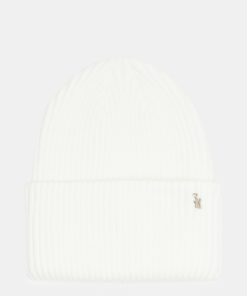 DOUBLE LAYER RIBBED KNIT BEANIE IVORY
