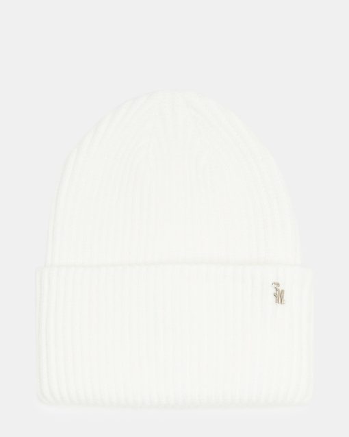 DOUBLE LAYER RIBBED KNIT BEANIE IVORY