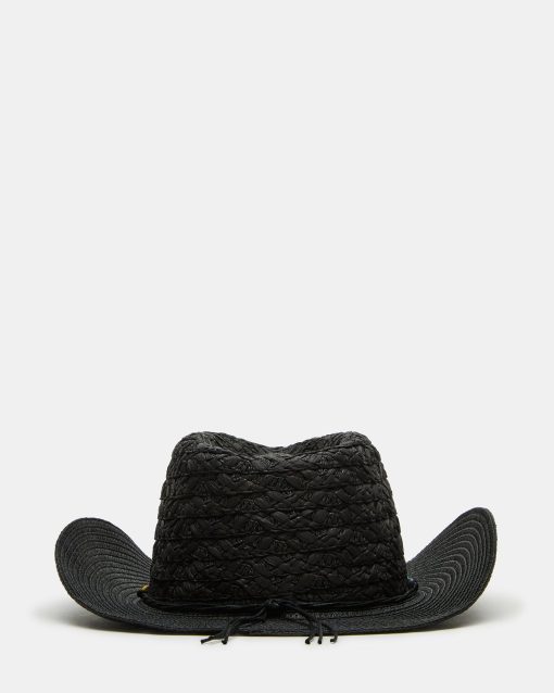 BEADED TRIM WESTERN HAT BLACK - Image 3
