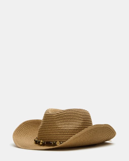 BEADED TRIM WESTERN HAT TAN - Image 2