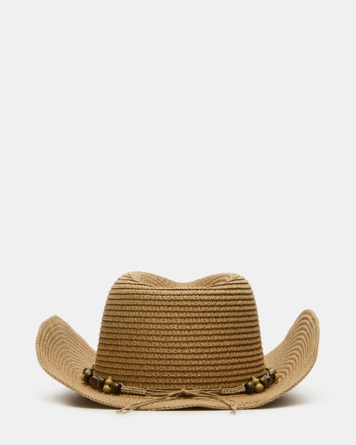 BEADED TRIM WESTERN HAT TAN - Image 3