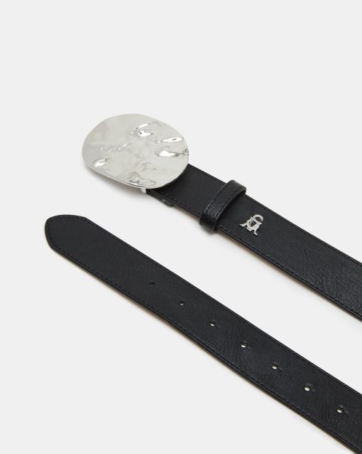 PLATE BUCKLE BELT BLACK/SILVER - Image 2
