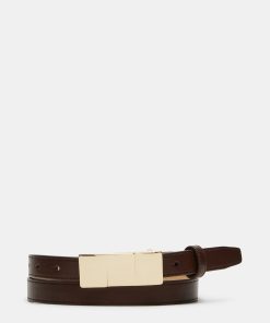 STACKED SQUARE BUCKLE BELT CHOCOLATE