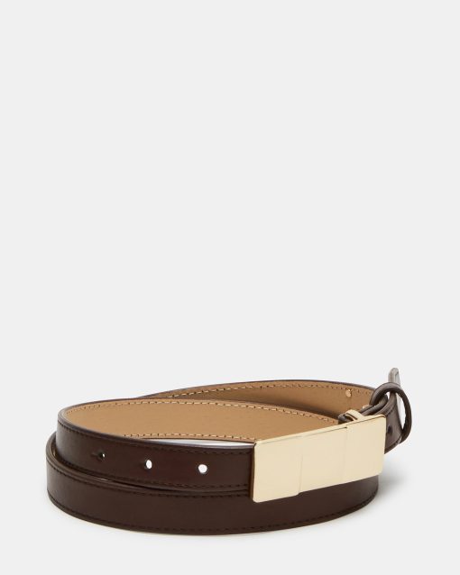 STACKED SQUARE BUCKLE BELT CHOCOLATE - Image 3