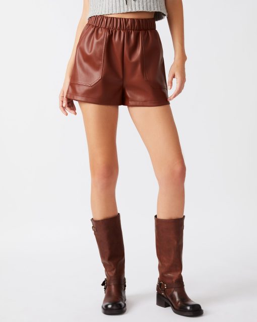 FAUX THE RECORD SHORT COGNAC - Image 3