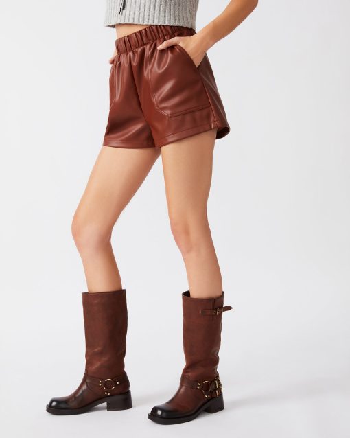 FAUX THE RECORD SHORT COGNAC - Image 4