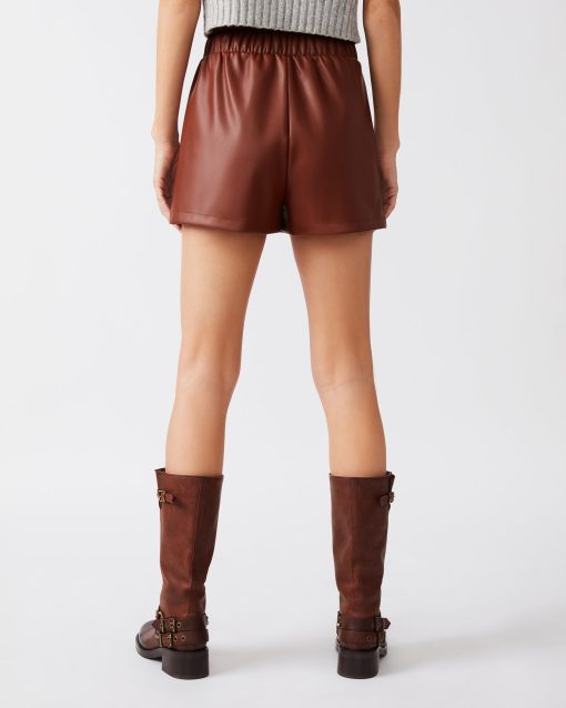 FAUX THE RECORD SHORT COGNAC - Image 5