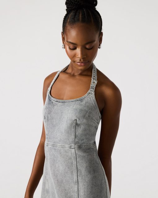 GIA DENIM DRESS LIGHT GREY - Image 4