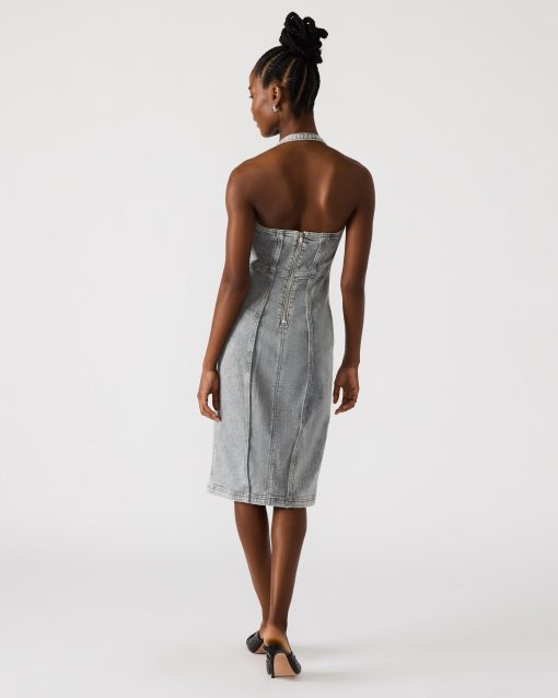 GIA DENIM DRESS LIGHT GREY - Image 3