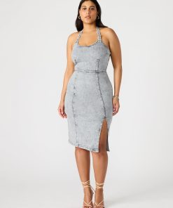 GIA DENIM DRESS LIGHT GREY
