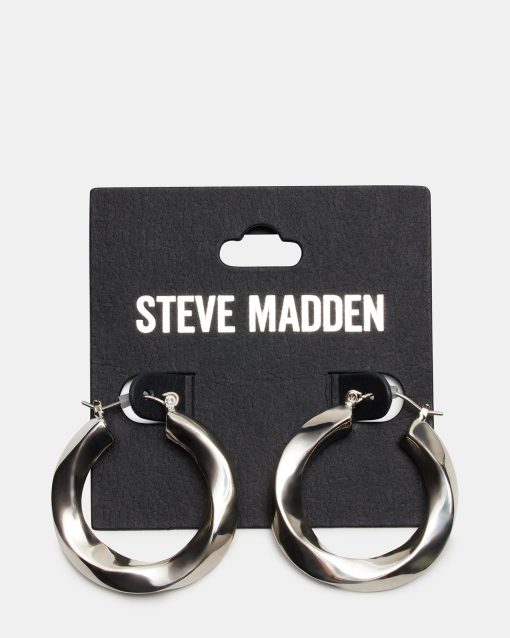MEDIUM TWISTED HOOPS SILVER - Image 3