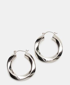 MEDIUM TWISTED HOOPS SILVER