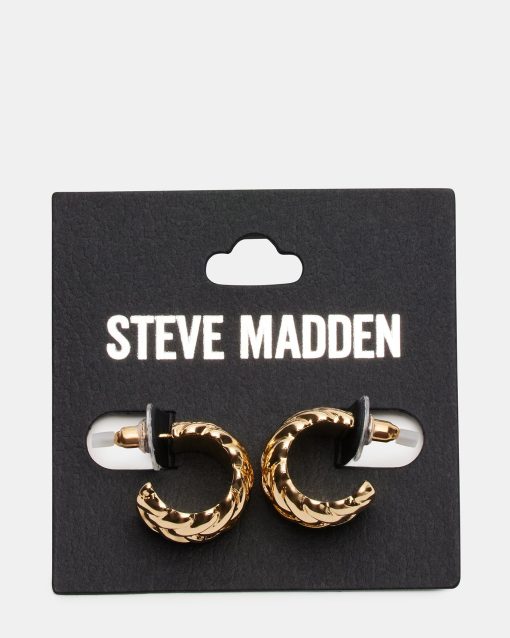 WOVEN HUGGIE EARRINGS GOLD - Image 3
