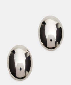 OVAL STUD EARRINGS SILVER