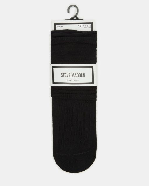 2 PACK SLOUCHY CREW SOCKS BLACK WHITE - Image 4